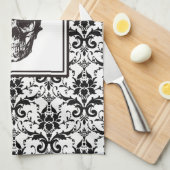 ヴィンテージブラックゴシック様式スカルハロウィーン キッチンタオル (四つ折り)