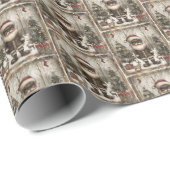 ヴィンテージブラックサンタウィンタースノーウッドランドシーン ラッピングペーパー (ロールコーナー)