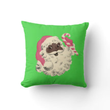 ヴィンテージブラックサンタピンクアンドグリーン装飾用クッション