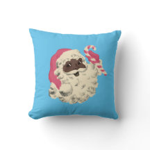 ヴィンテージブラックサンタピンクアンドブルー装飾用クッション