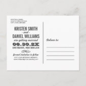 ヴィンテージブラックシャルボードウェディング日付を保存 案内ポストカード (裏面)