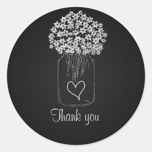 ヴィンテージブラックシャルボードメイソンジャールありがとう ラウンドシール (正面)