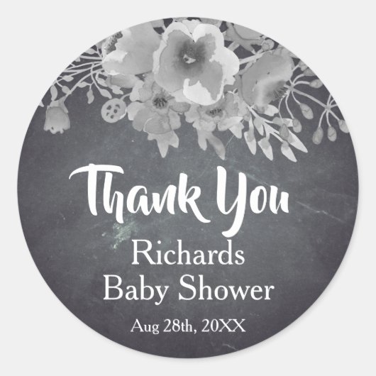 ヴィンテージブラックシャルボード花ありがとうございました ラウンドシール (正面)