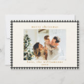 ヴィンテージブラックジンガムの格子状カスタムの写真クリスマス シーズンカード (正面)