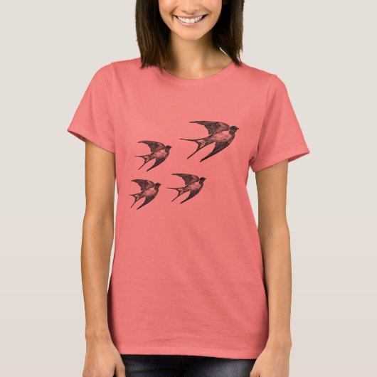 ヴィンテージブラックスワローデザイン Tシャツ (正面)