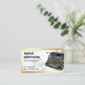 ヴィンテージブラックタイプライターQRコードライター作家 名刺 (スタンド正面)