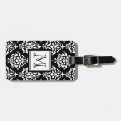 ヴィンテージブラックダマスクあなたのモノグラム ラゲッジタグ (正面横)