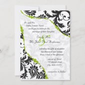 ヴィンテージブラックダマスクとApple Greenつる植物 招待状 (正面)