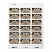 ヴィンテージブラックダマスクウェディング差出人住所 ラベル (フルシート)