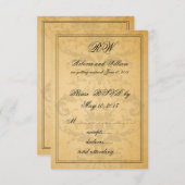 ヴィンテージブラックダマスクウェディングRSPカード 出欠カード (正面/裏面)