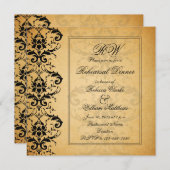 ヴィンテージブラックダマスクリハーサルディナー招待状 招待状 (正面/裏面)