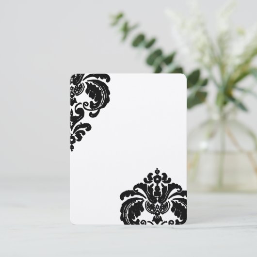 ヴィンテージブラックダマスク結婚式の日付を保存 セーブザデート (スタンド正面)