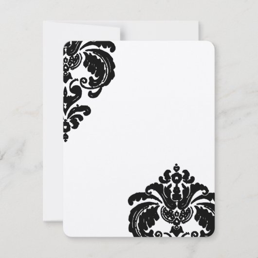 ヴィンテージブラックダマスク結婚式の日付を保存 セーブザデート (正面)