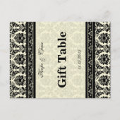 ヴィンテージブラックダマスク縁ど ポストカード (正面)