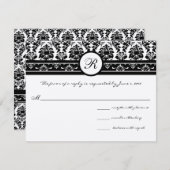 ヴィンテージブラックダマスク縁ど 出欠カード (正面/裏面)