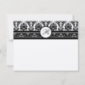 ヴィンテージブラックダマスク縁ど 出欠カード (裏面)