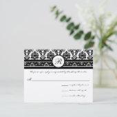 ヴィンテージブラックダマスク縁ど 出欠カード (スタンド正面)