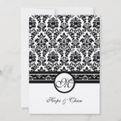 ヴィンテージブラックダマスク縁ど 招待状 (正面)