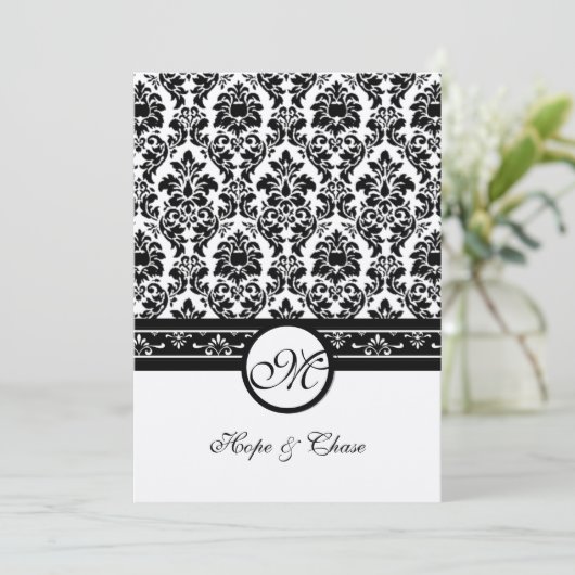 ヴィンテージブラックダマスク縁ど 招待状 (スタンド正面)