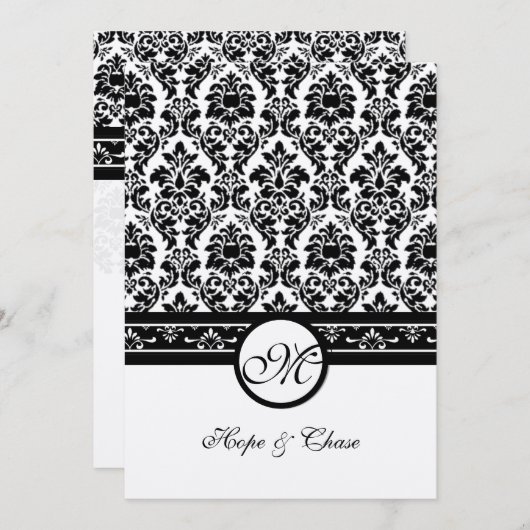 ヴィンテージブラックダマスク縁ど 招待状 (正面/裏面)