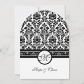 ヴィンテージブラックダマスク縁ど 招待状 (正面)