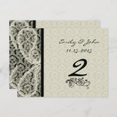 ヴィンテージブラックダマスコウェディングテーブル番号カード ポストカード (正面/裏面)