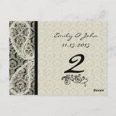 ヴィンテージブラックダマスコウェディングテーブル番号カード ポストカード (裏面)