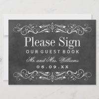 ヴィンテージブラックチャク結婚ボードズゲストブック