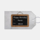 ヴィンテージブラックチョークボードユニークスクール誕生日 ギフトタグ (正面(横))