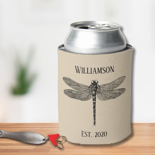 ヴィンテージブラックドラゴンフライモノグラム 缶クーラー