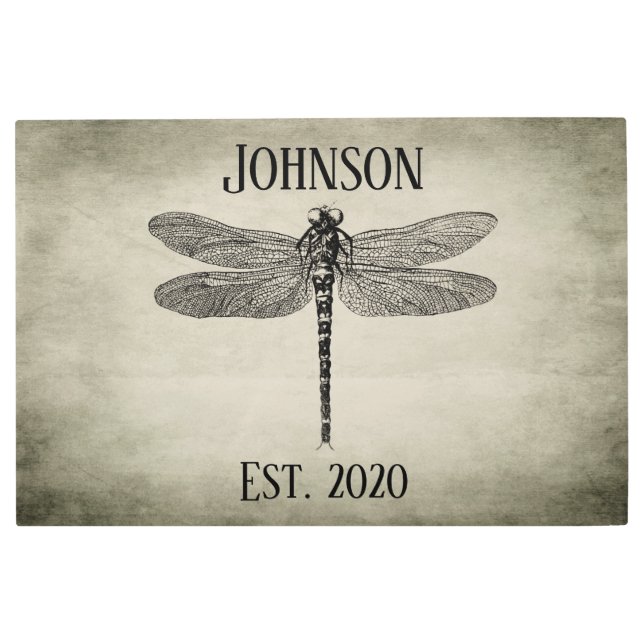 ヴィンテージブラックドラゴンフライ署名 メタルプリント (正面)