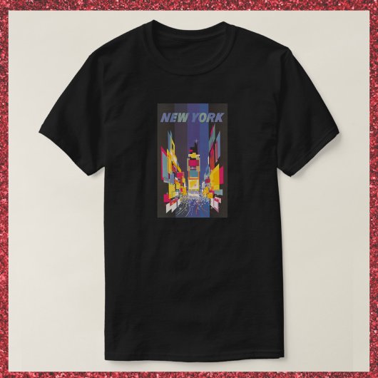 ヴィンテージブラックニューヨークタイムズスクエアポスター Tシャツ
