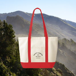 ヴィンテージブラックハッピーキャンパーキャンピングクルードレッドトリム トートバッグ