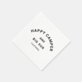 ヴィンテージブラックハッピーキャンパークレストキャンピング スタンダードカクテルナプキン (角)