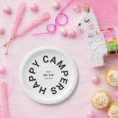 ヴィンテージブラックハッピーキャンパーズキャンピングトリップカスタム ペーパープレート (パーティー)