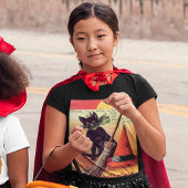 ヴィンテージブラックハロウィンキャットムーンタイポグラフィキッズ Tシャツ