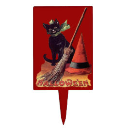 ヴィンテージブラックハロウィーンキャットケーキトッパー ケーキピック