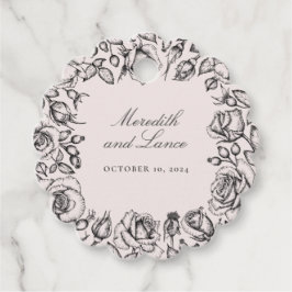 ヴィンテージブラックバラスケッチ結婚式の引き出物 フェイバータグ