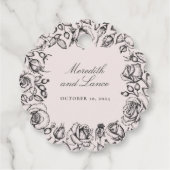 ヴィンテージブラックバラスケッチ結婚式の引き出物 フェイバータグ (裏面)