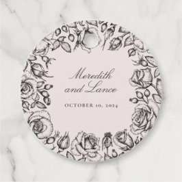 ヴィンテージブラックバラスケッチ結婚式の引き出物 フェイバータグ