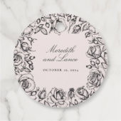 ヴィンテージブラックバラスケッチ結婚式の引き出物 フェイバータグ (裏面)