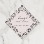 ヴィンテージブラックバラスケッチ結婚式の引き出物 フェイバータグ (裏面)