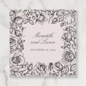 ヴィンテージブラックバラスケッチ結婚式の引き出物 フェイバータグ (裏面)