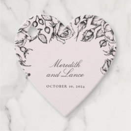 ヴィンテージブラックバラスケッチ結婚式の引き出物 フェイバータグ