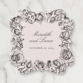 ヴィンテージブラックバラスケッチ結婚式の引き出物 フェイバータグ