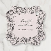 ヴィンテージブラックバラスケッチ結婚式の引き出物 フェイバータグ (裏面)