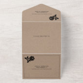 ヴィンテージブラックバラリースクラフト結婚紙 オールインワン招待状 (外側)