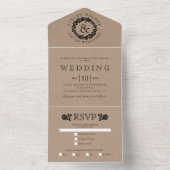 ヴィンテージブラックバラリースクラフト結婚紙 オールインワン招待状 (内側)