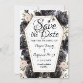 ヴィンテージブラックバラ棺 |ゴシック日付の保存 招待状 (正面)