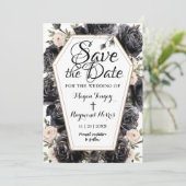 ヴィンテージブラックバラ棺 |ゴシック日付の保存 招待状 (スタンド正面)